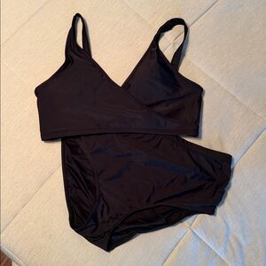 Kindred Bravely Black Crossover Nursing and Maternity Bikini w/ High Rise Bottom